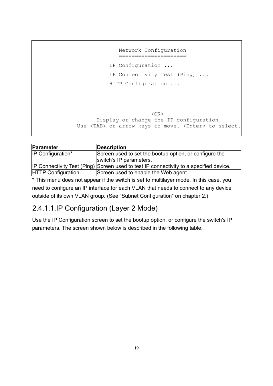 Ip configuration (layer 2 mode) | LevelOne GSW-2600TXM User Manual | Page 19 / 200