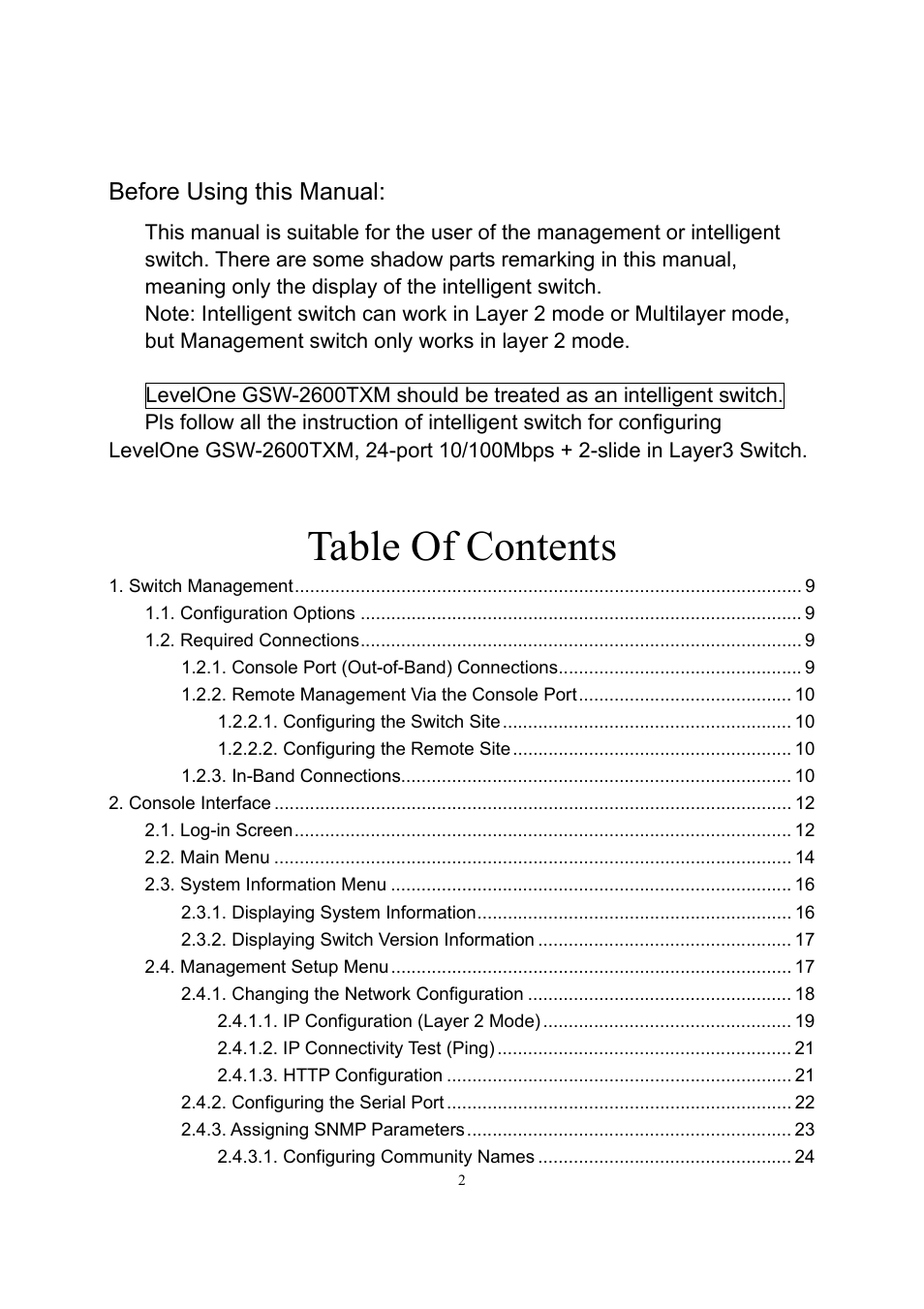 LevelOne GSW-2600TXM User Manual | Page 2 / 200