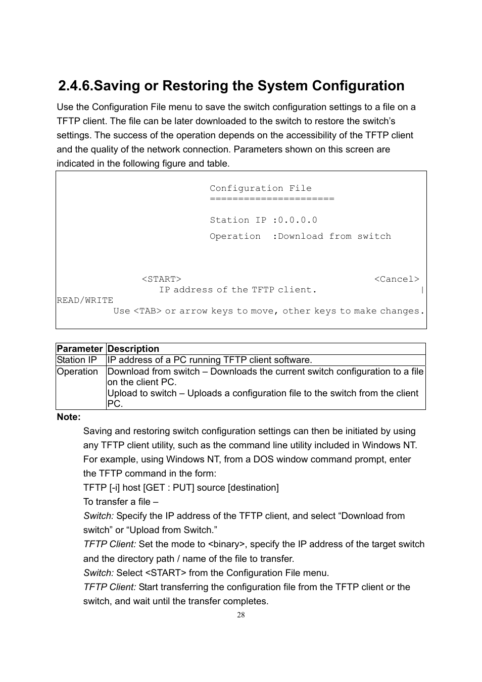 Saving or restoring the system configuration | LevelOne GSW-2600TXM User Manual | Page 28 / 200