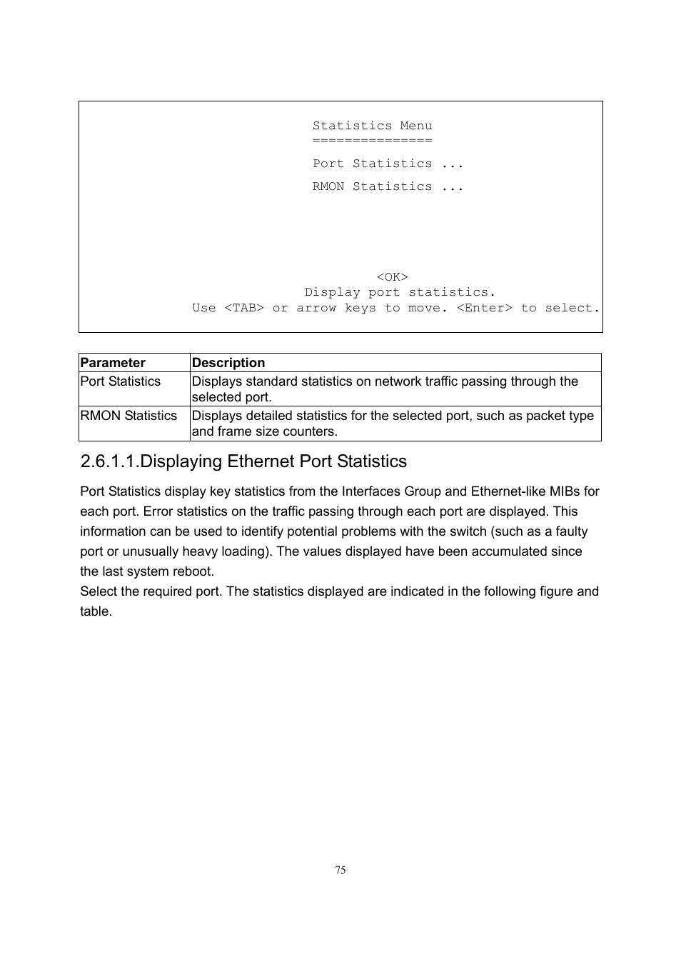 Displaying ethernet port statistics | LevelOne GSW-2600TXM User Manual | Page 75 / 200