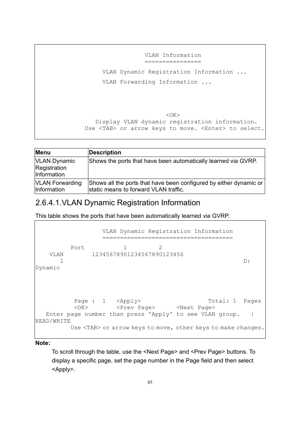 Vlan dynamic registration information | LevelOne GSW-2600TXM User Manual | Page 85 / 200