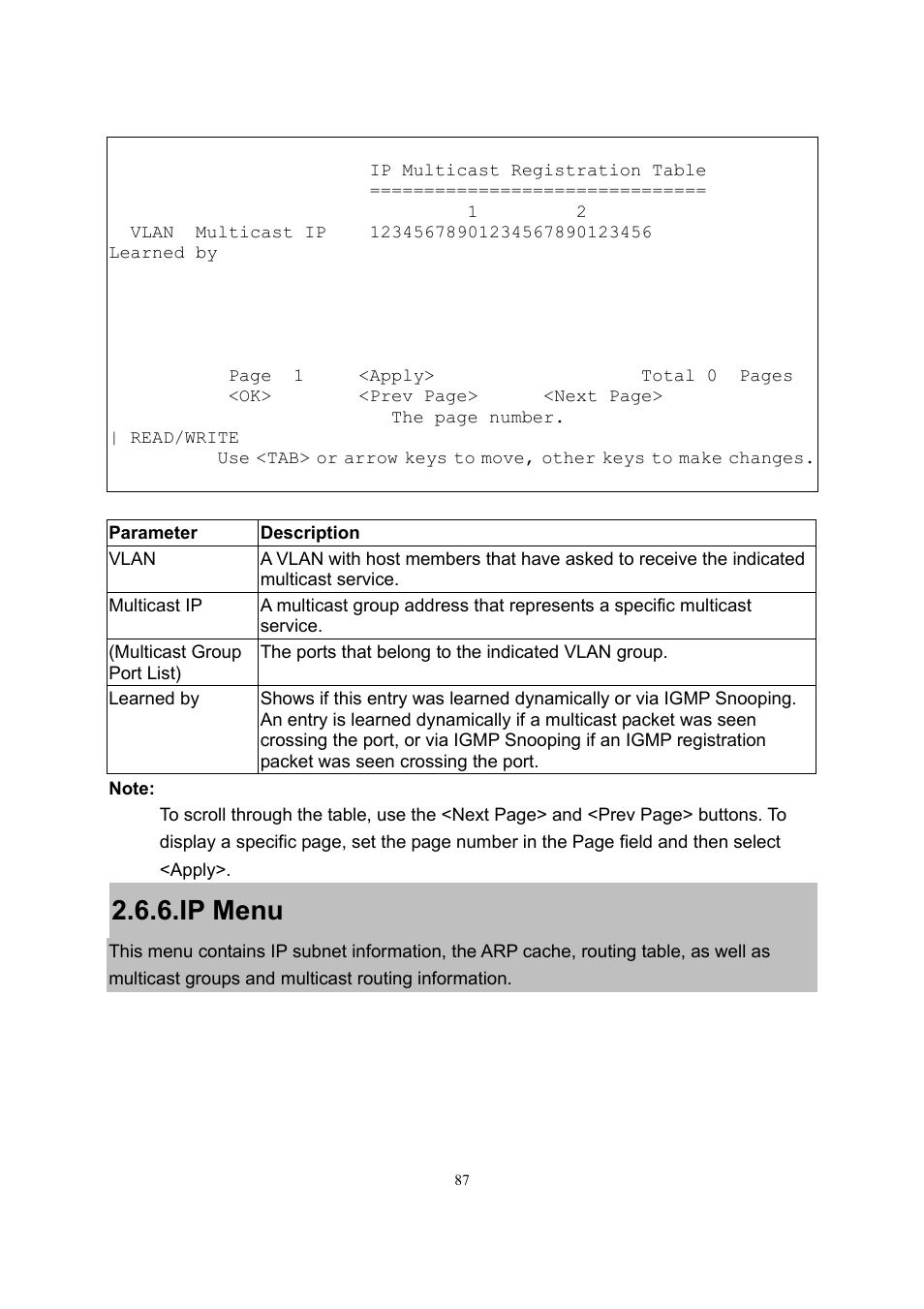 Ip menu | LevelOne GSW-2600TXM User Manual | Page 87 / 200