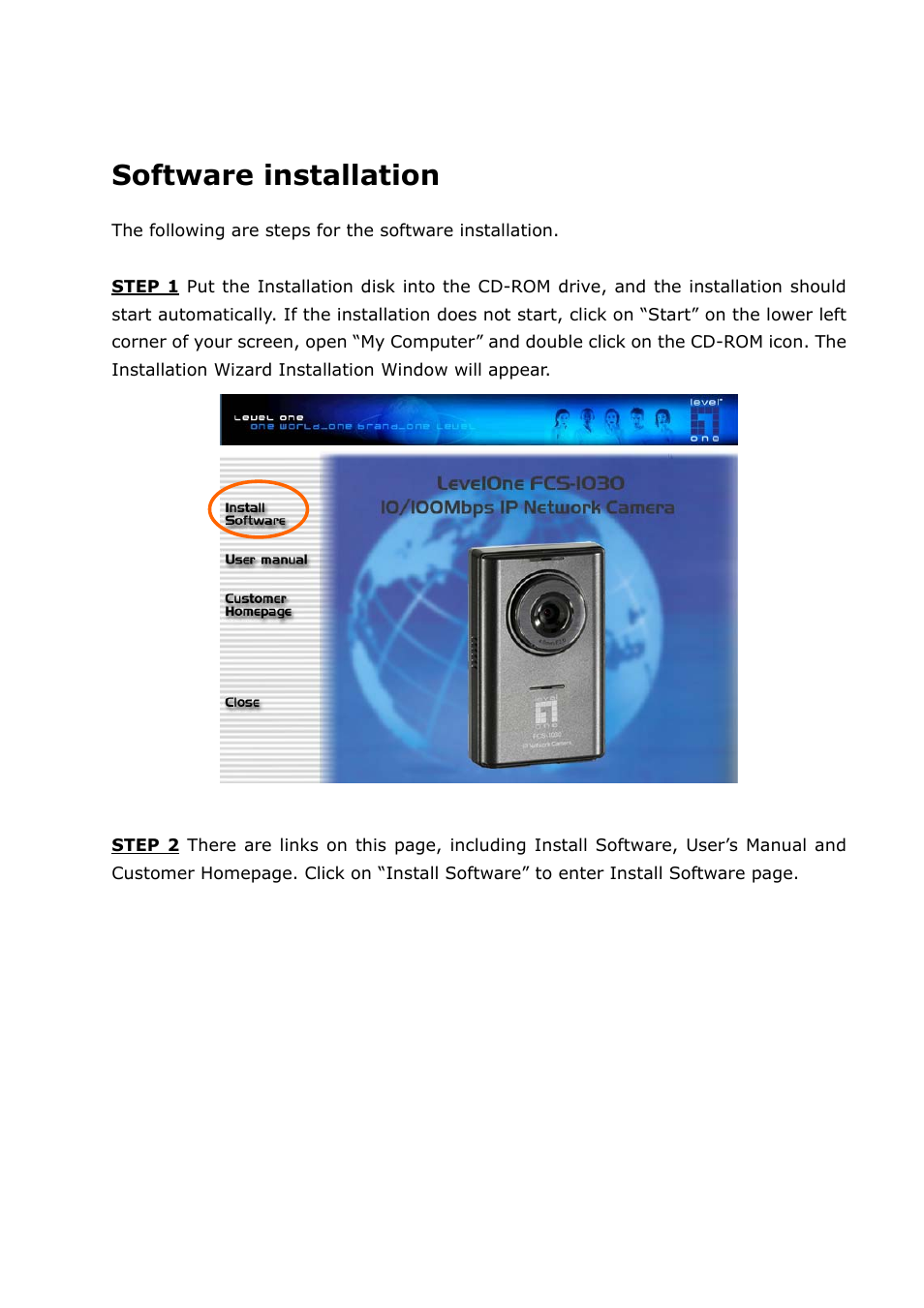 Software installation | LevelOne FCS-1030 User Manual | Page 10 / 73