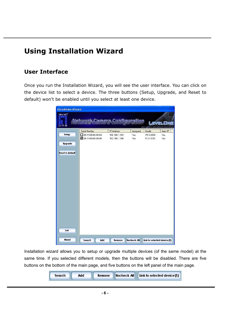 Using installation wizard, User interface | LevelOne FCS-1030 User Manual | Page 14 / 73