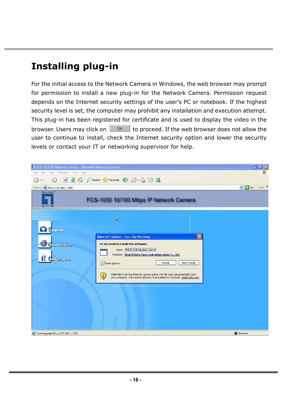 Installing plug-in | LevelOne FCS-1030 User Manual | Page 24 / 73