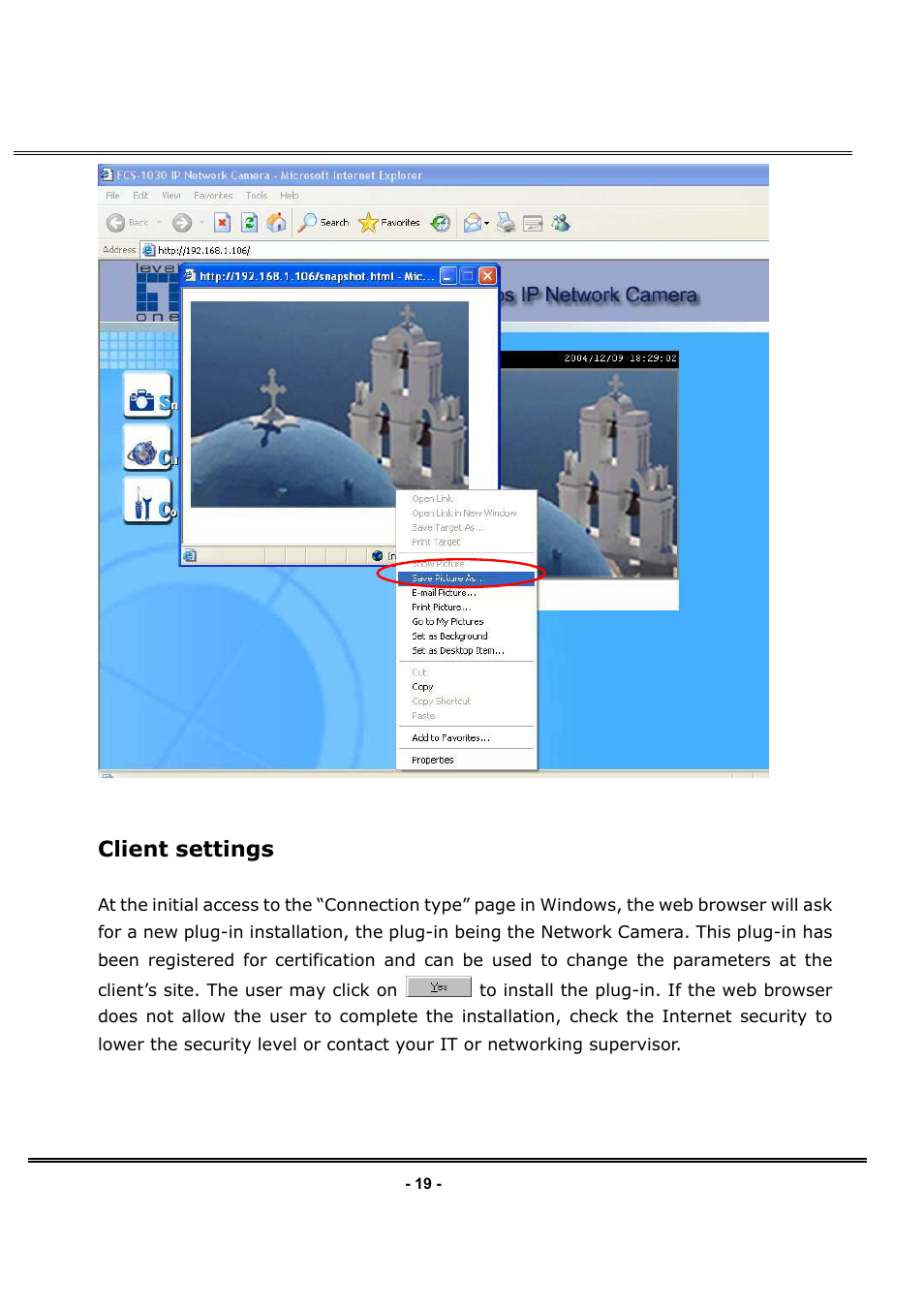 Client settings | LevelOne FCS-1030 User Manual | Page 27 / 73