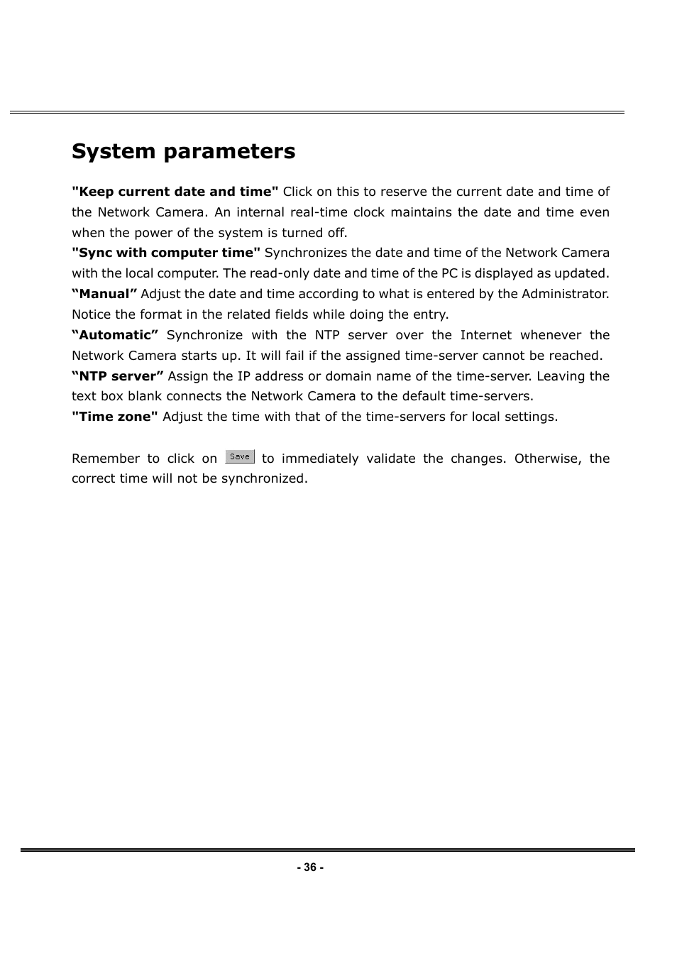 System parameters | LevelOne FCS-1030 User Manual | Page 44 / 73