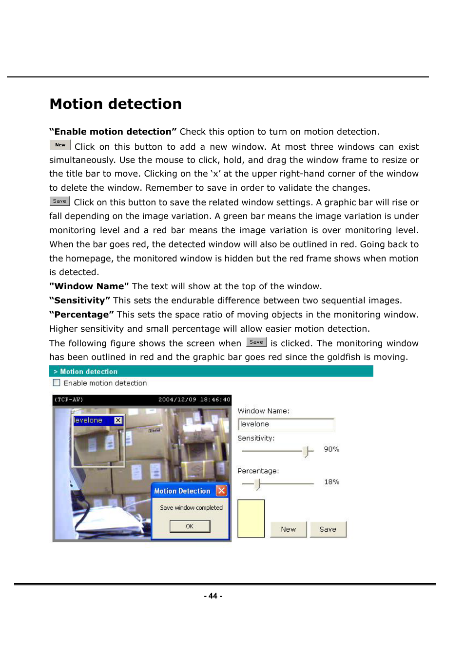 Motion detection | LevelOne FCS-1030 User Manual | Page 52 / 73