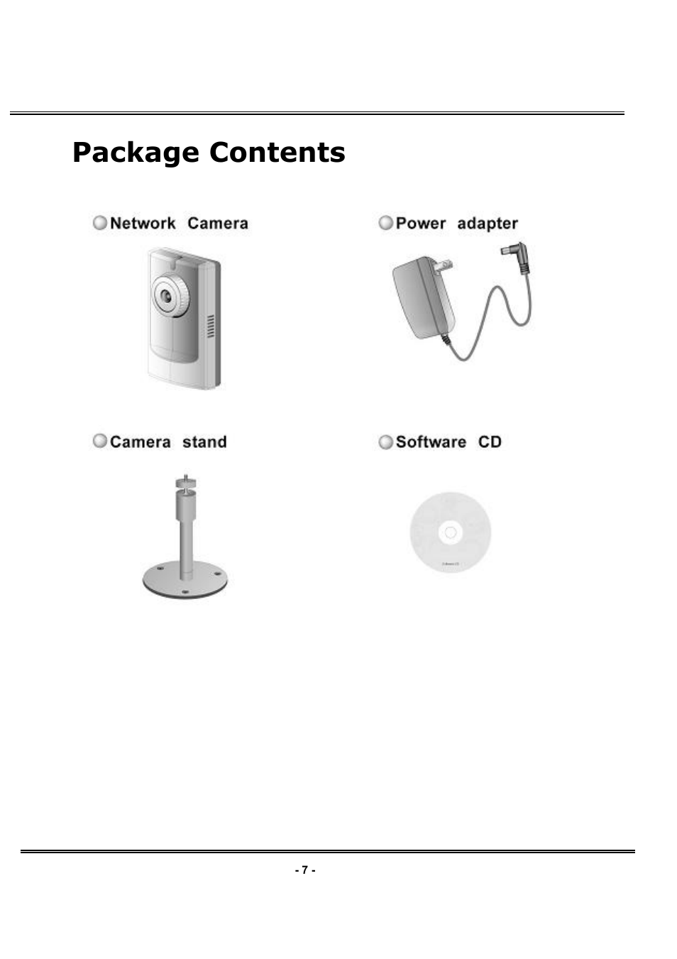 Package contents | LevelOne FCS-1030 User Manual | Page 8 / 73