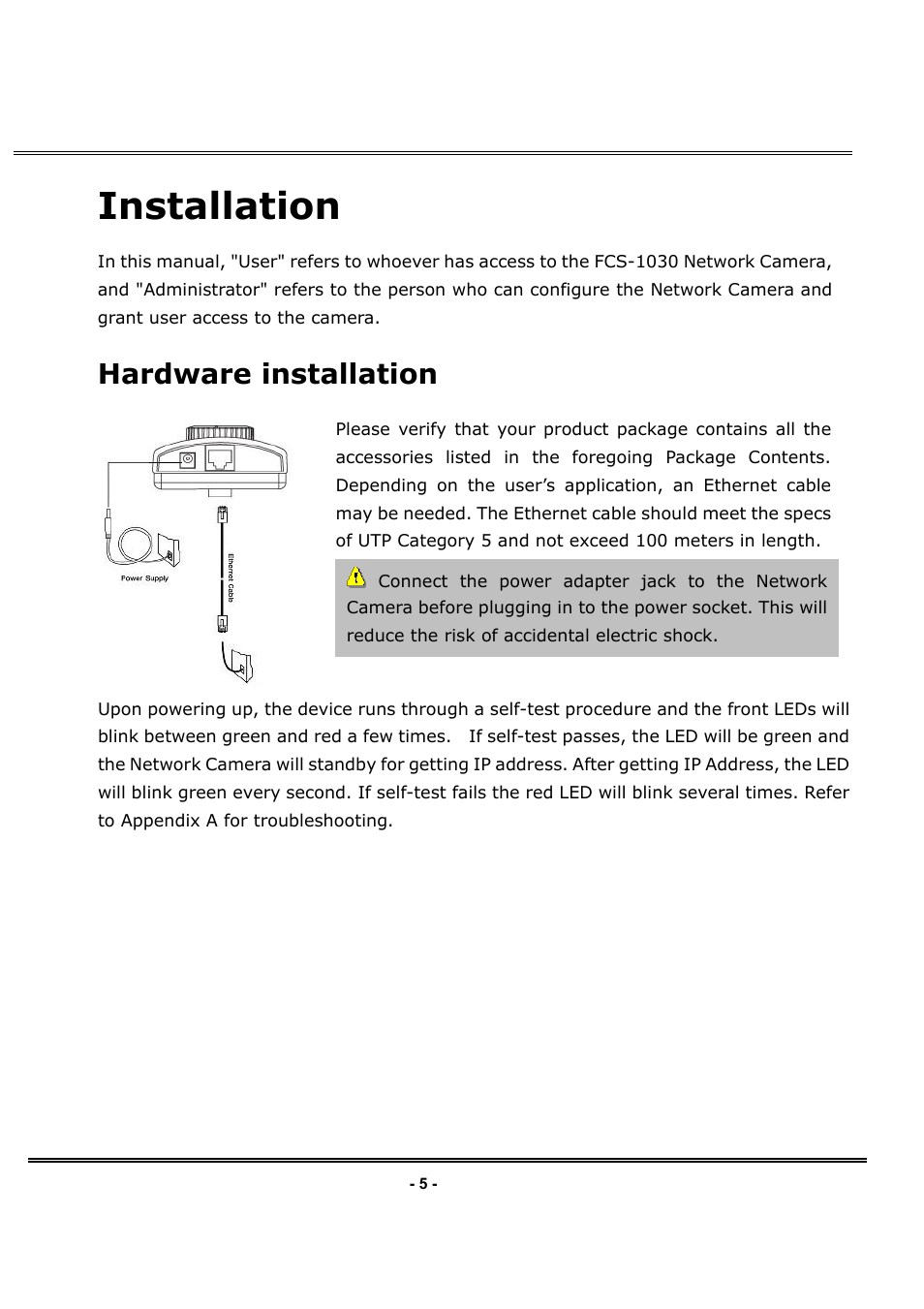 Installation, Hardware installation | LevelOne FCS-1030 User Manual | Page 9 / 73