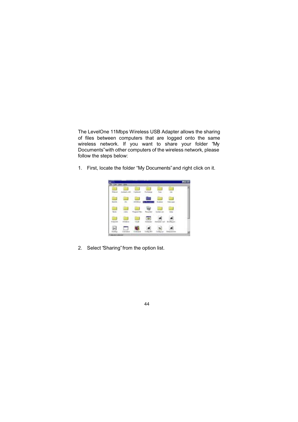 2 file sharing in microsoft windows 98se | LevelOne WNC-0101USB User Manual | Page 45 / 70