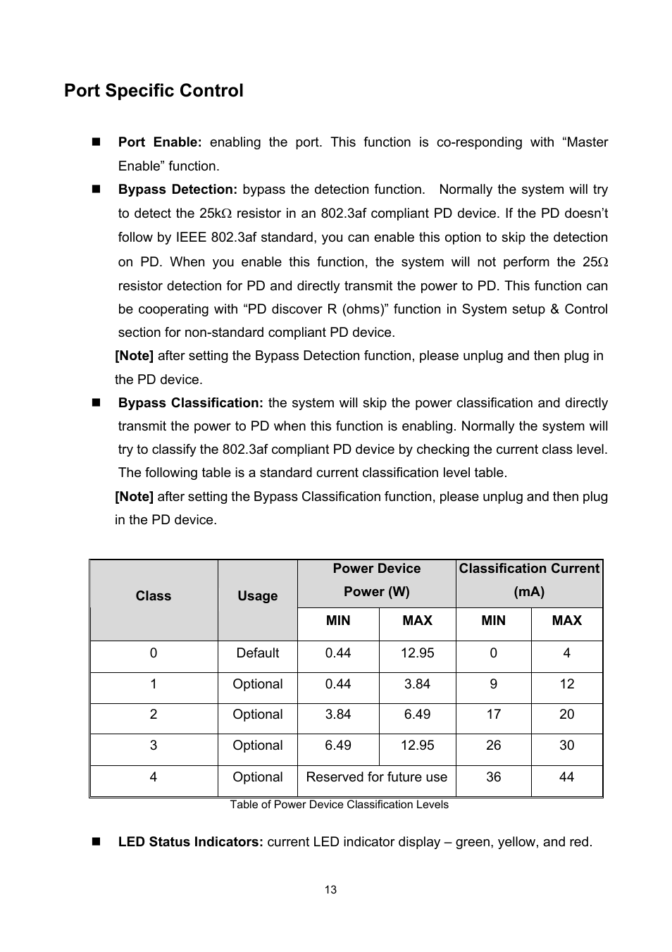 Port specific control | LevelOne MIDSPAN POH-0850TX User Manual | Page 15 / 21