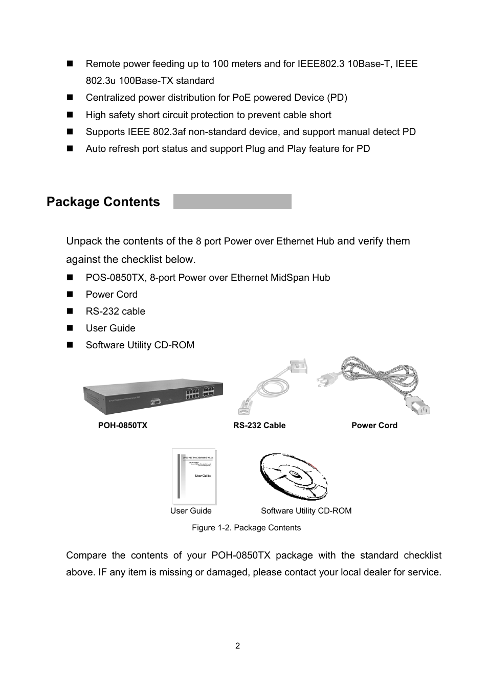 Package contents | LevelOne MIDSPAN POH-0850TX User Manual | Page 4 / 21