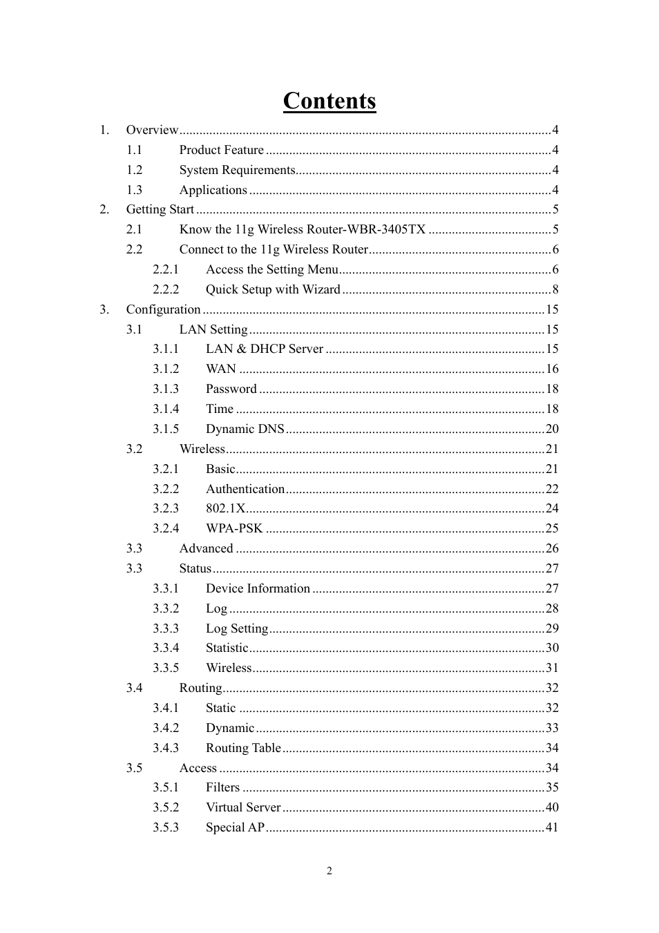 LevelOne WBR-3405TX User Manual | Page 2 / 56