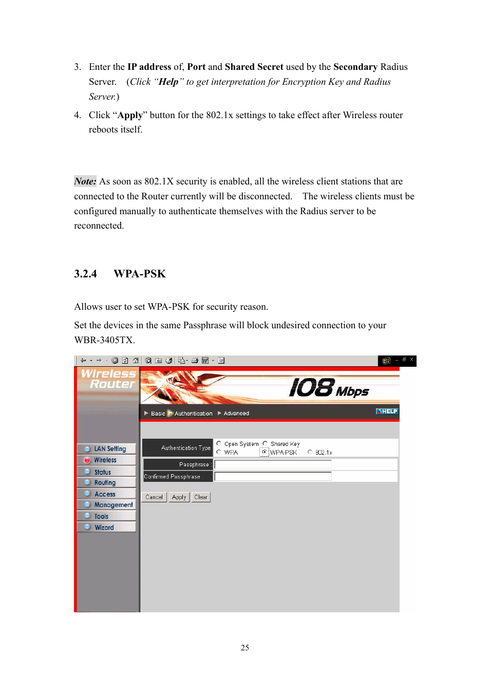 4 wpa-psk | LevelOne WBR-3405TX User Manual | Page 25 / 56