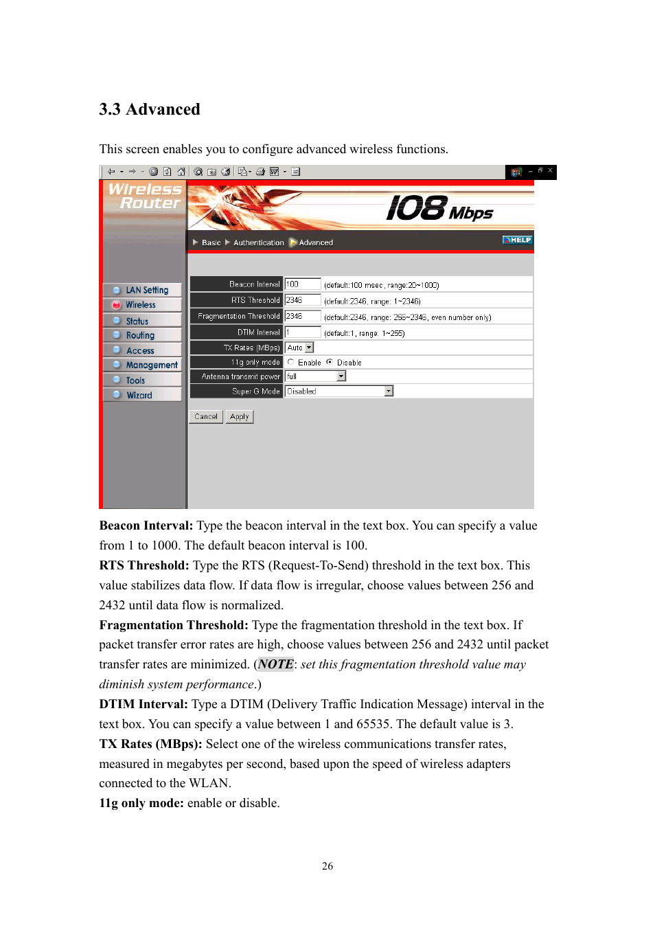 3 advanced | LevelOne WBR-3405TX User Manual | Page 26 / 56