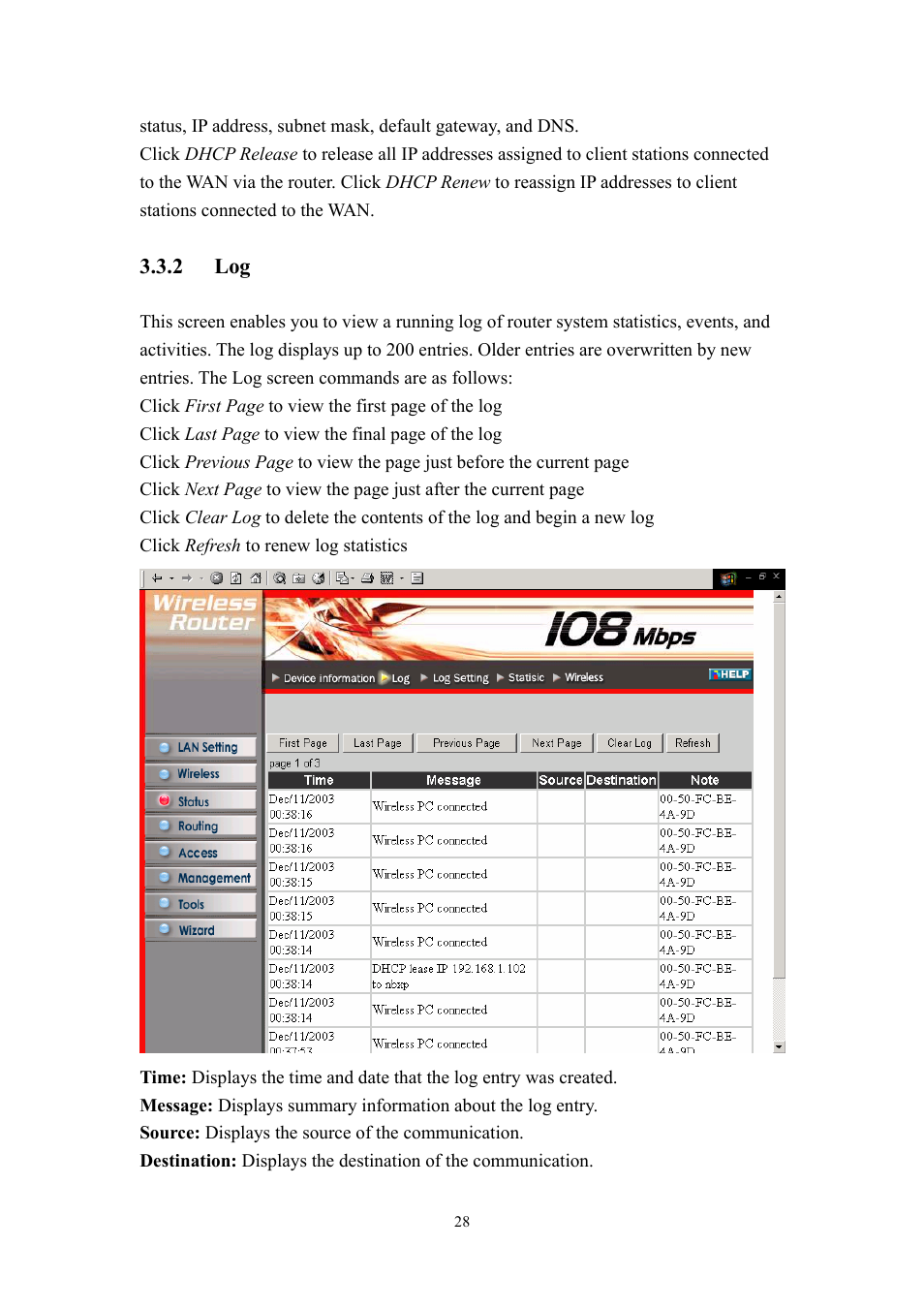 2 log | LevelOne WBR-3405TX User Manual | Page 28 / 56