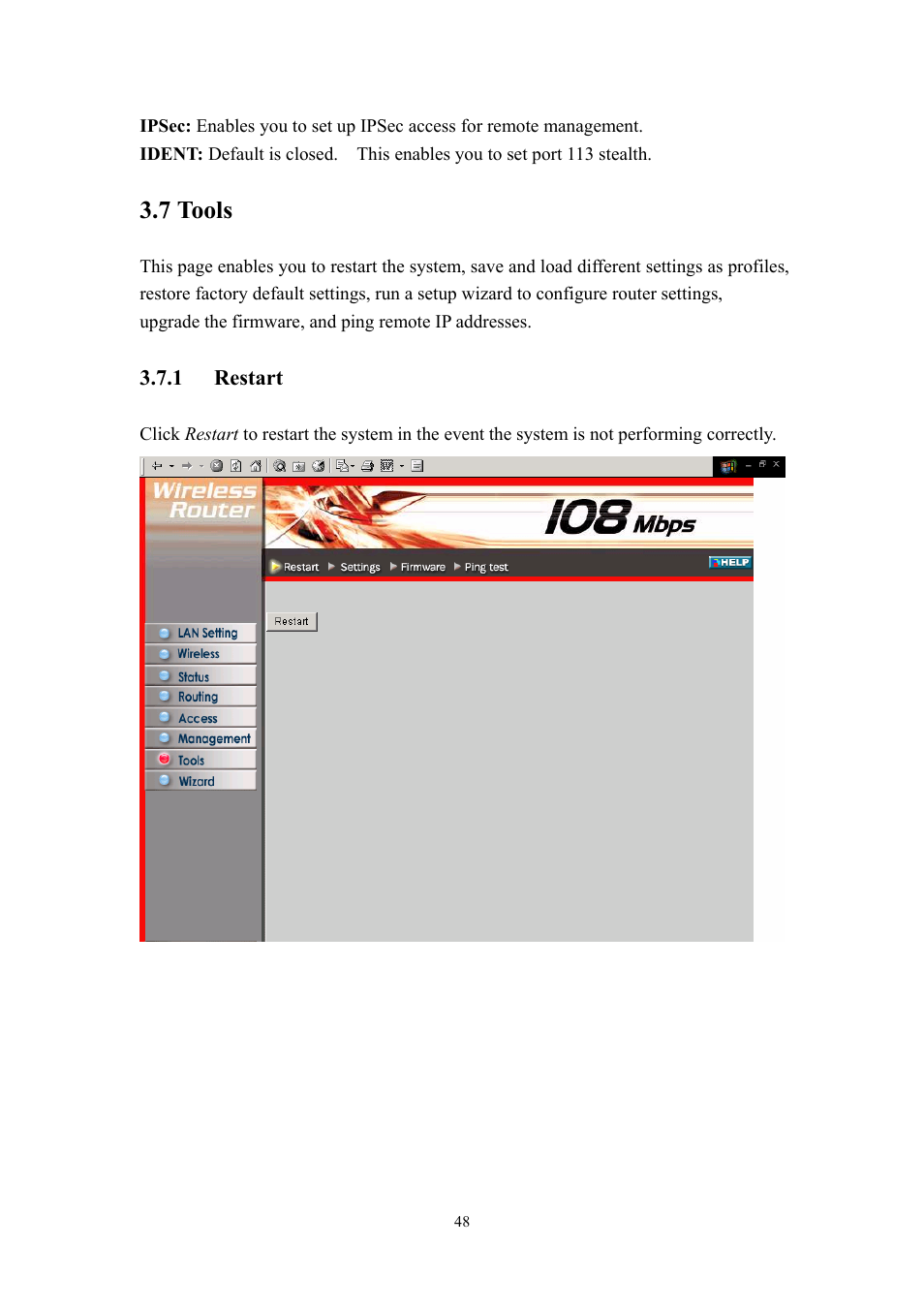 7 tools, 1 restart | LevelOne WBR-3405TX User Manual | Page 48 / 56