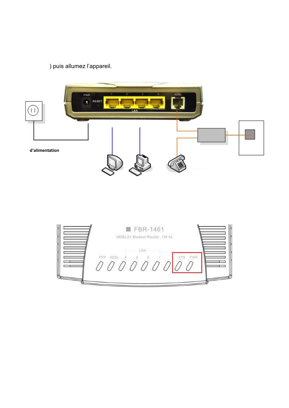 Branchement de votre modem/routeur adsl2, Via le port ethernet | LevelOne ADSL2 FBR-1461 User Manual | Page 16 / 79