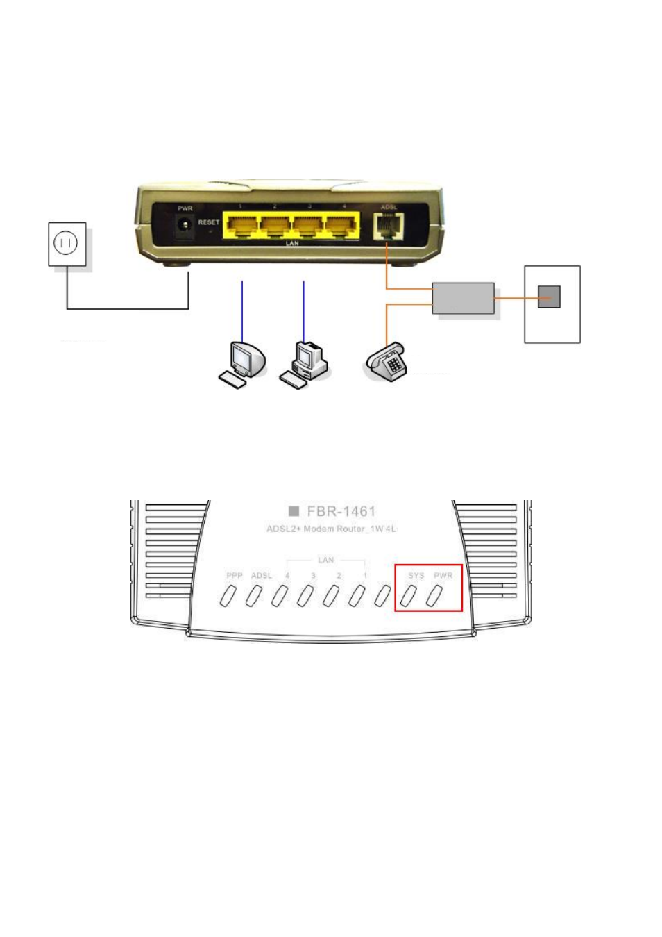 Collegamento di adsl2+ modem/router, Usando la porta ethernet | LevelOne ADSL2 FBR-1461 User Manual | Page 36 / 79