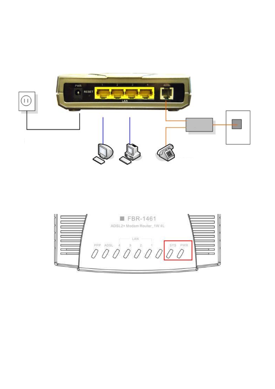 Ligação do modem router adsl2, Através da porta ethernet | LevelOne ADSL2 FBR-1461 User Manual | Page 46 / 79