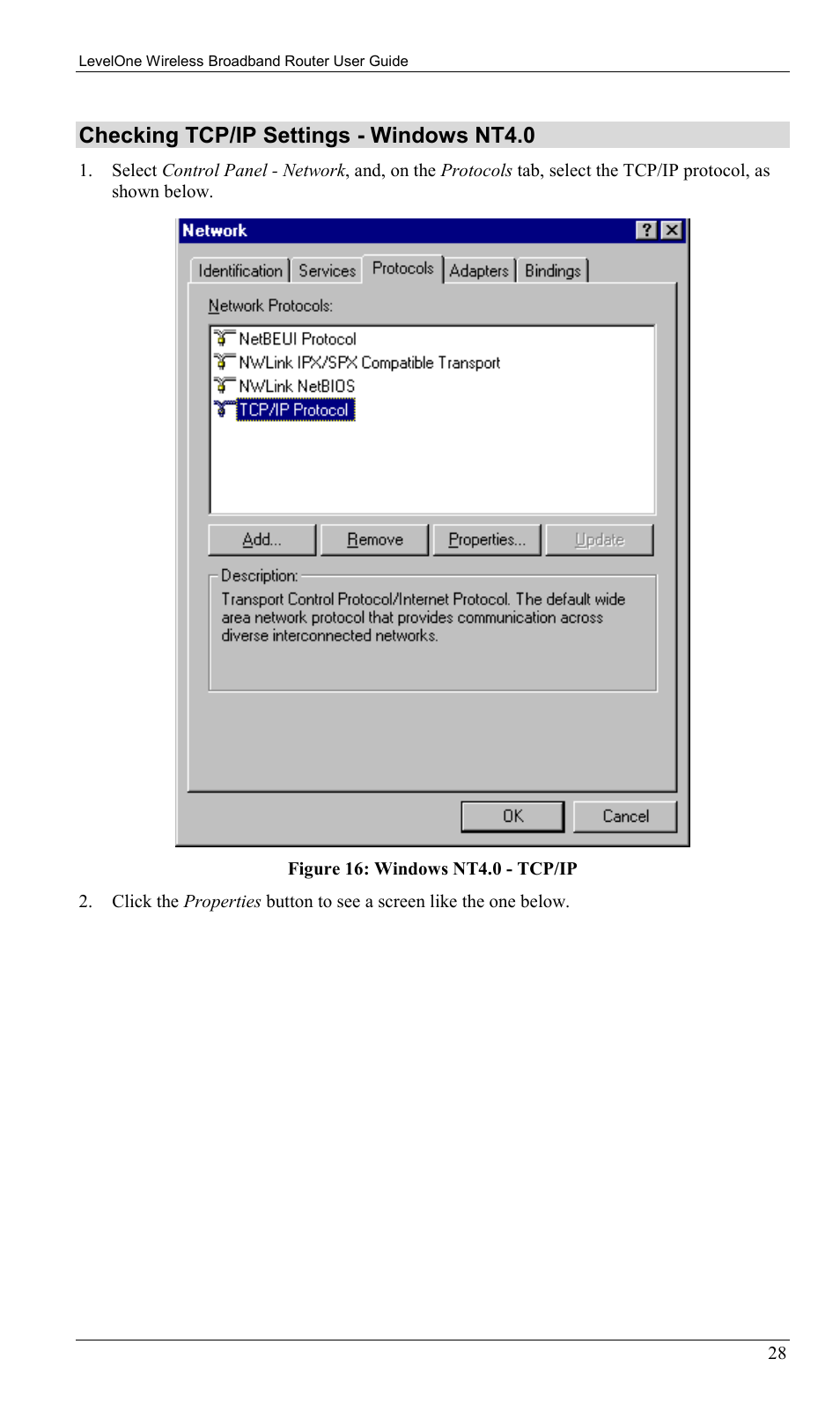 Checking tcp/ip settings - windows nt4.0 | LevelOne WBR-1400TX User Manual | Page 31 / 109