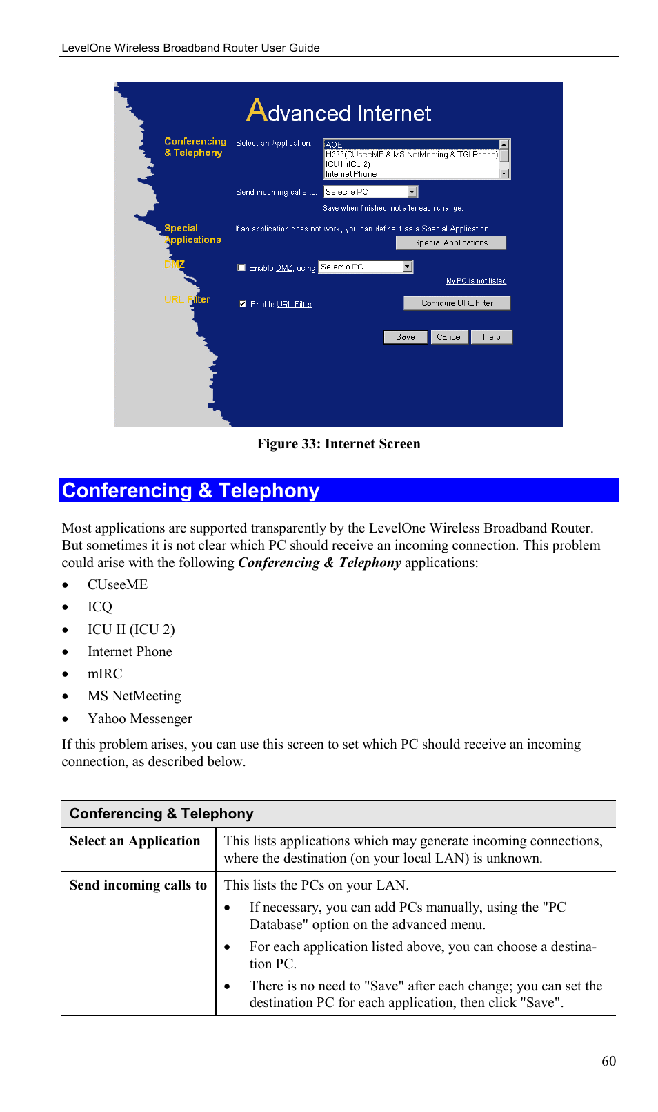 Conferencing & telephony | LevelOne WBR-1400TX User Manual | Page 63 / 109