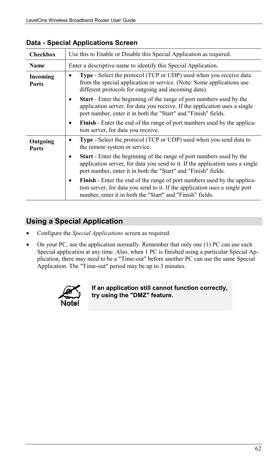 Using a special application | LevelOne WBR-1400TX User Manual | Page 65 / 109