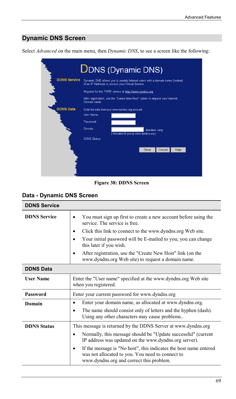 Dynamic dns screen | LevelOne WBR-1400TX User Manual | Page 72 / 109