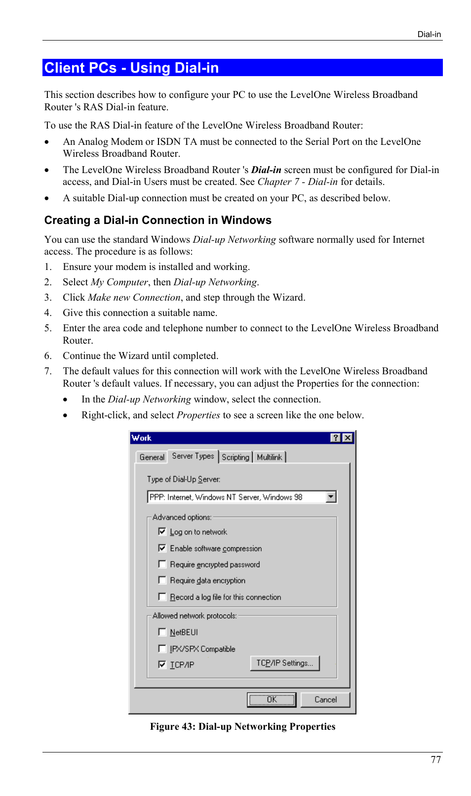 Client pcs - using dial-in | LevelOne WBR-1400TX User Manual | Page 80 / 109