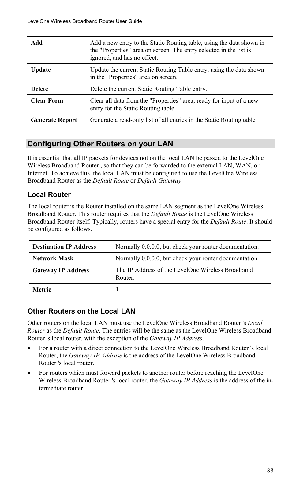 Configuring other routers on your lan | LevelOne WBR-1400TX User Manual | Page 91 / 109