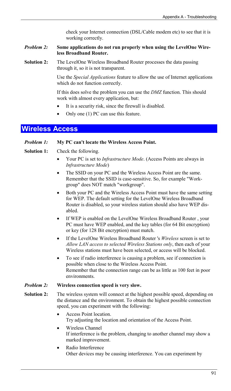 Wireless access | LevelOne WBR-1400TX User Manual | Page 94 / 109