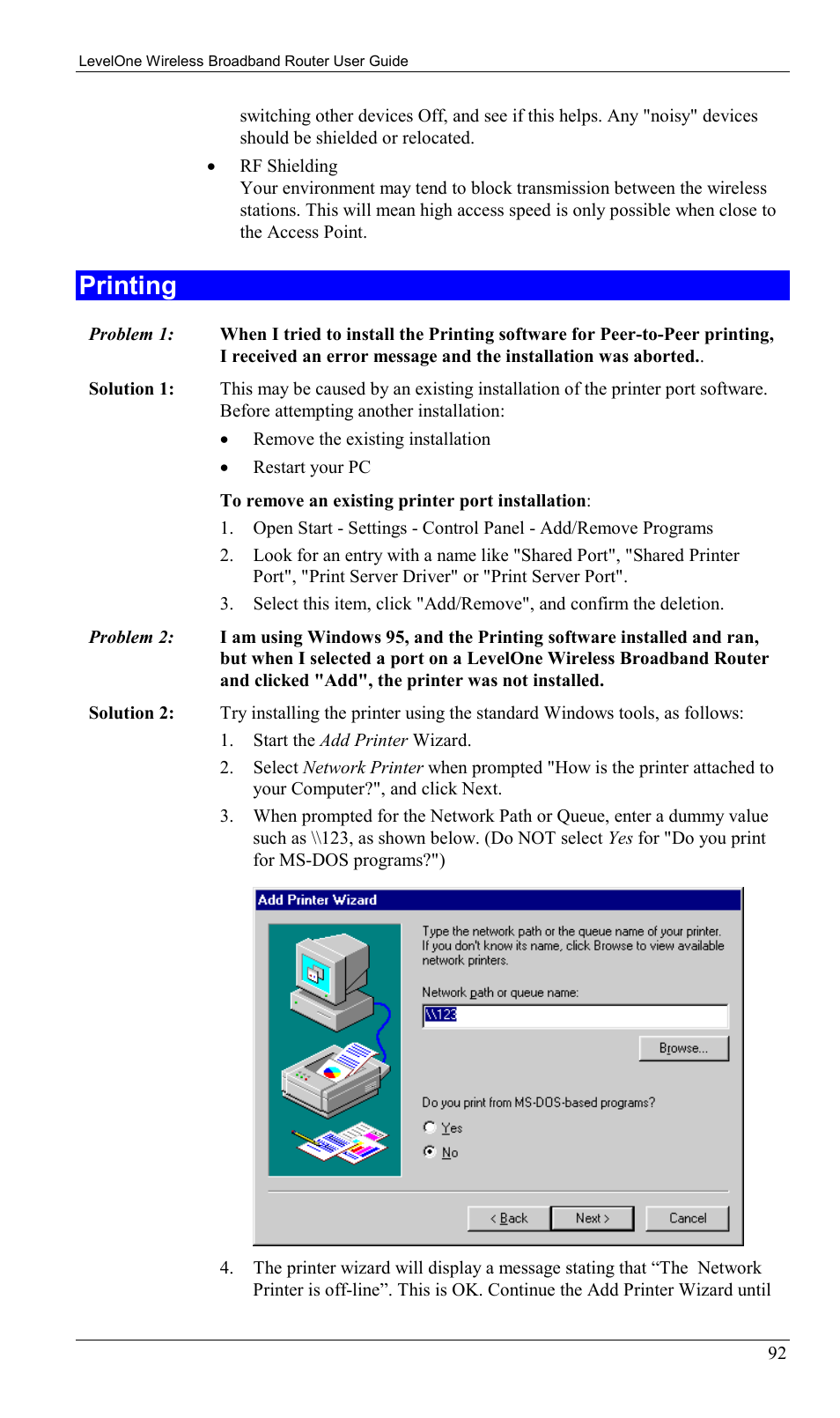 Printing | LevelOne WBR-1400TX User Manual | Page 95 / 109