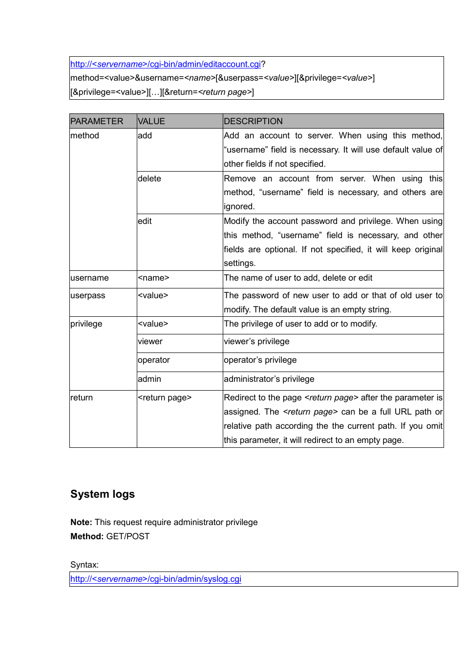 System logs | LevelOne FCS-5030 User Manual | Page 100 / 114