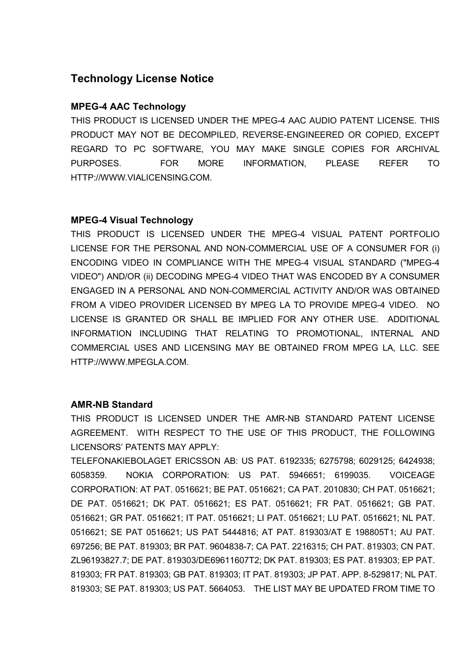 Technology license notice | LevelOne FCS-5030 User Manual | Page 106 / 114