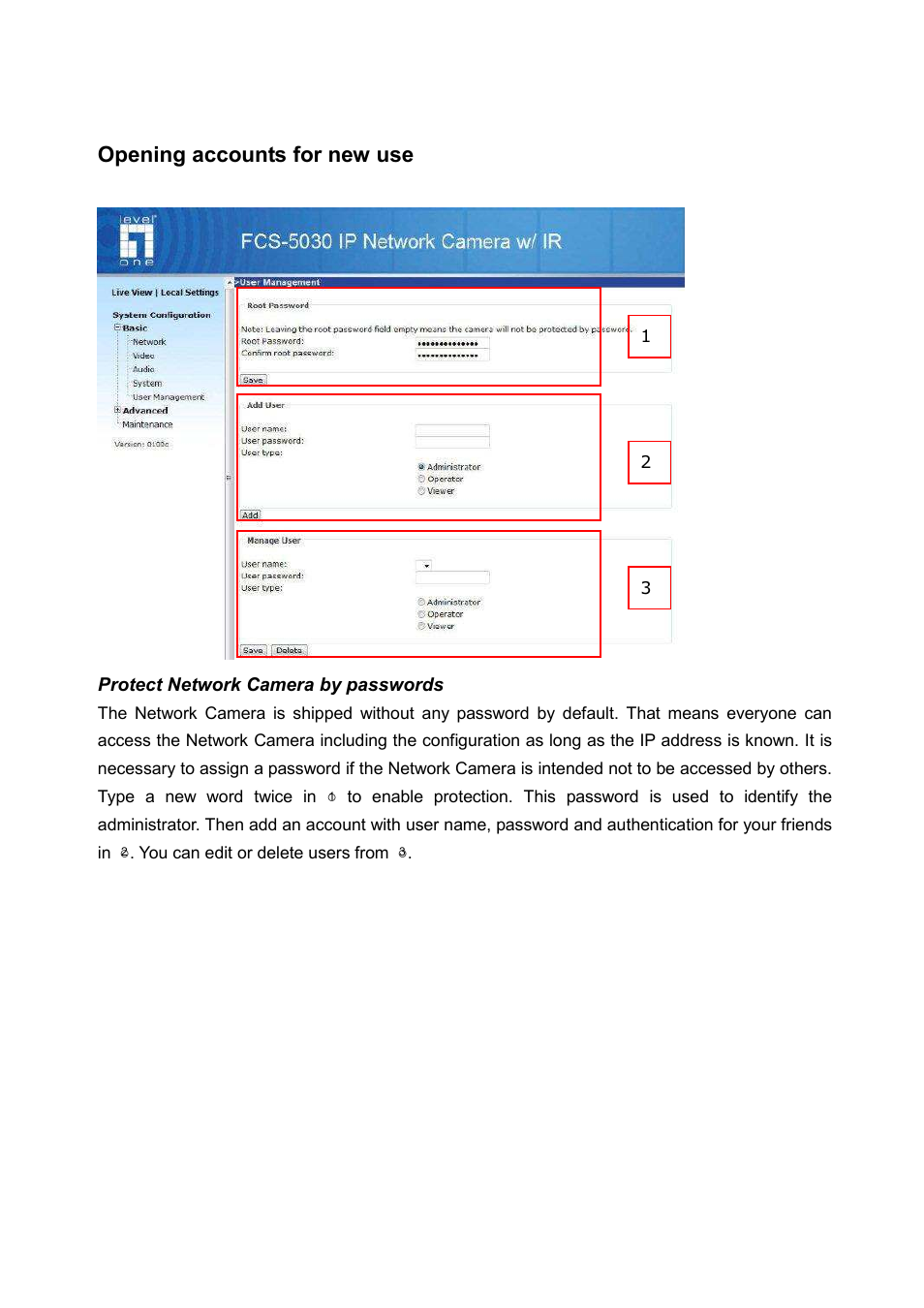 Opening accounts for new use | LevelOne FCS-5030 User Manual | Page 41 / 114