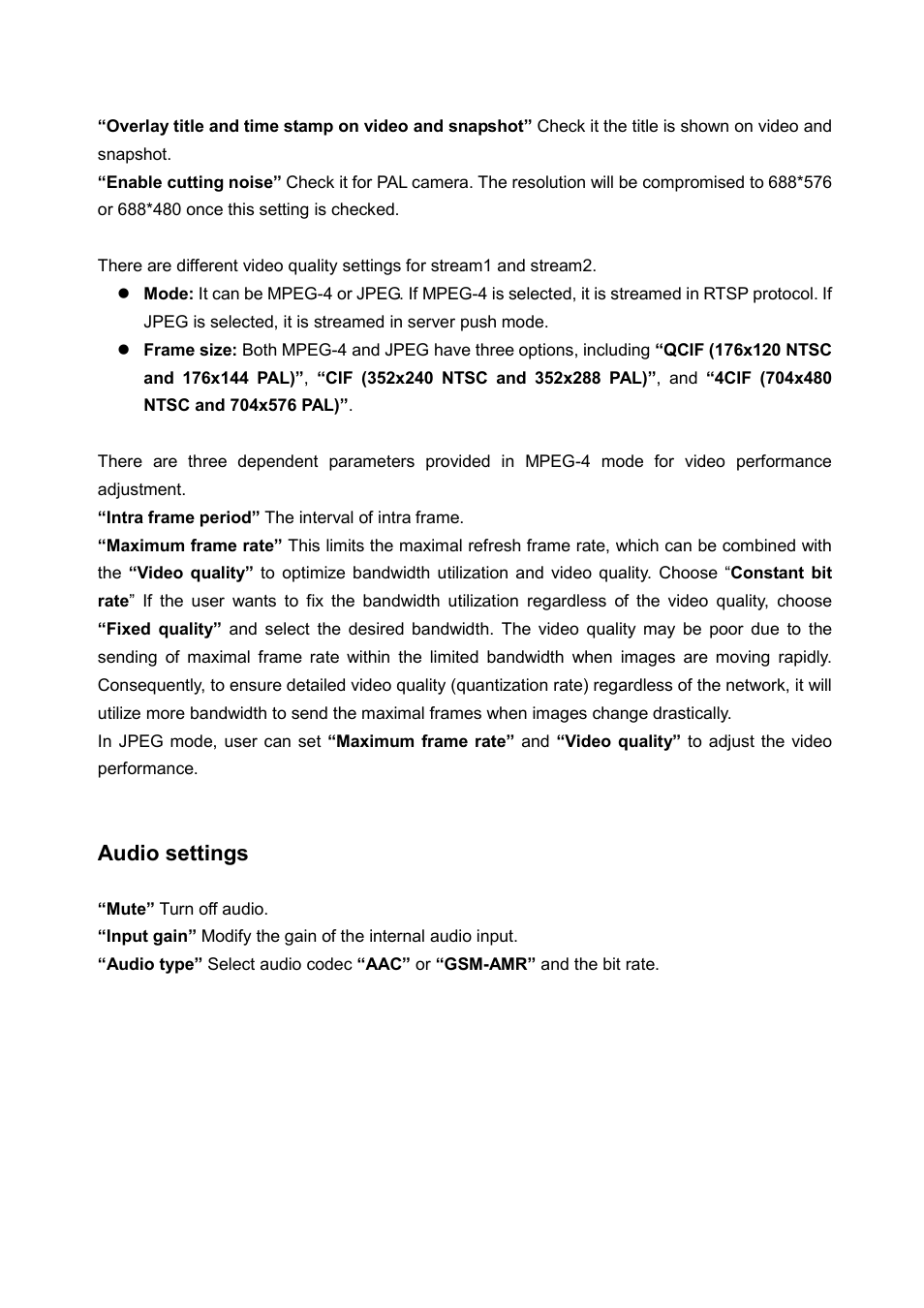 Audio settings | LevelOne FCS-5030 User Manual | Page 47 / 114
