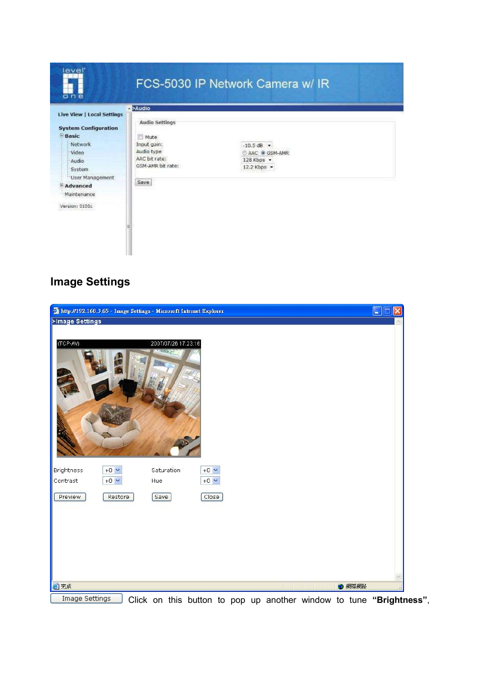Image settings | LevelOne FCS-5030 User Manual | Page 48 / 114