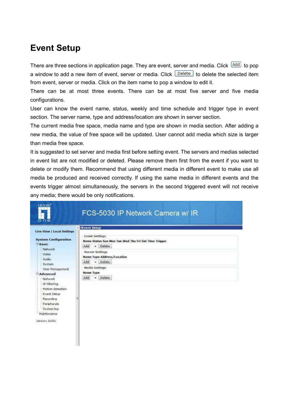 Event setup | LevelOne FCS-5030 User Manual | Page 60 / 114