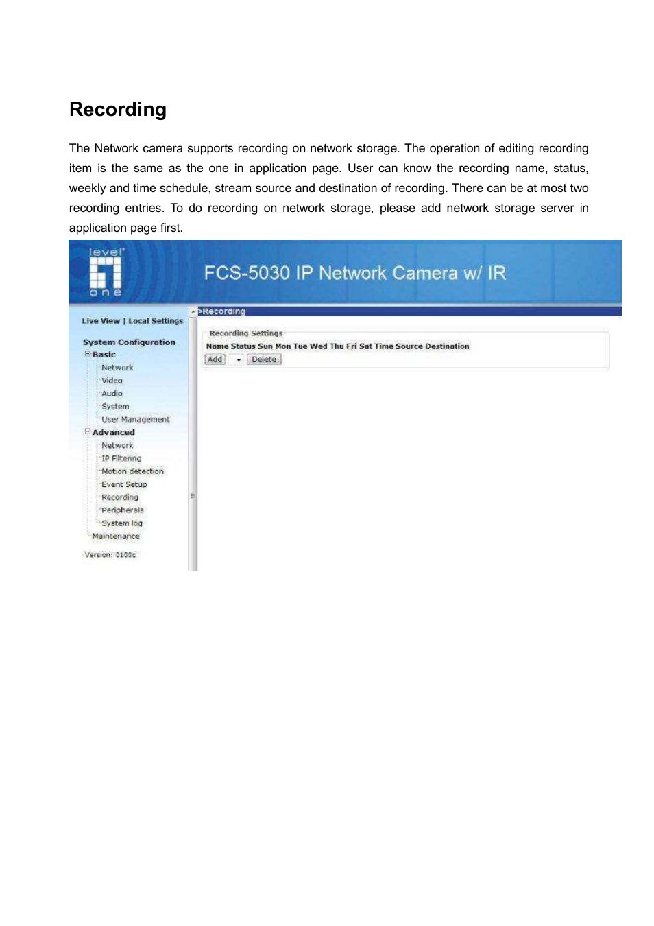 Recording | LevelOne FCS-5030 User Manual | Page 66 / 114