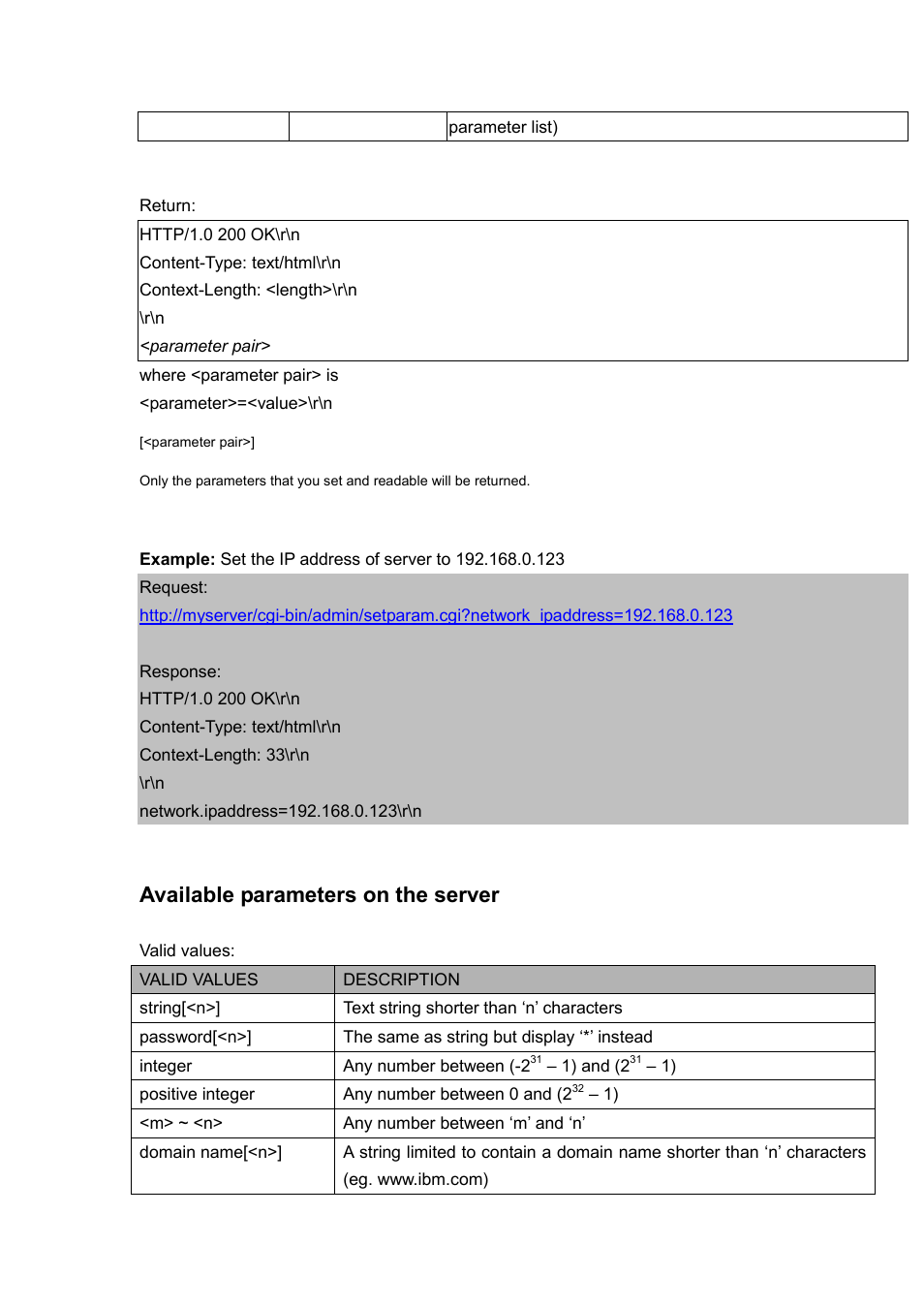 Available parameters on the server | LevelOne FCS-5030 User Manual | Page 76 / 114