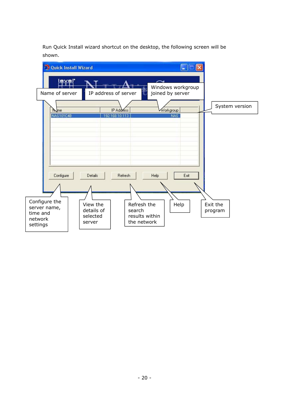 LevelOne 4-bay Sata NAS w/2 Gigabit Ethernet GNS-8000B User Manual | Page 20 / 135