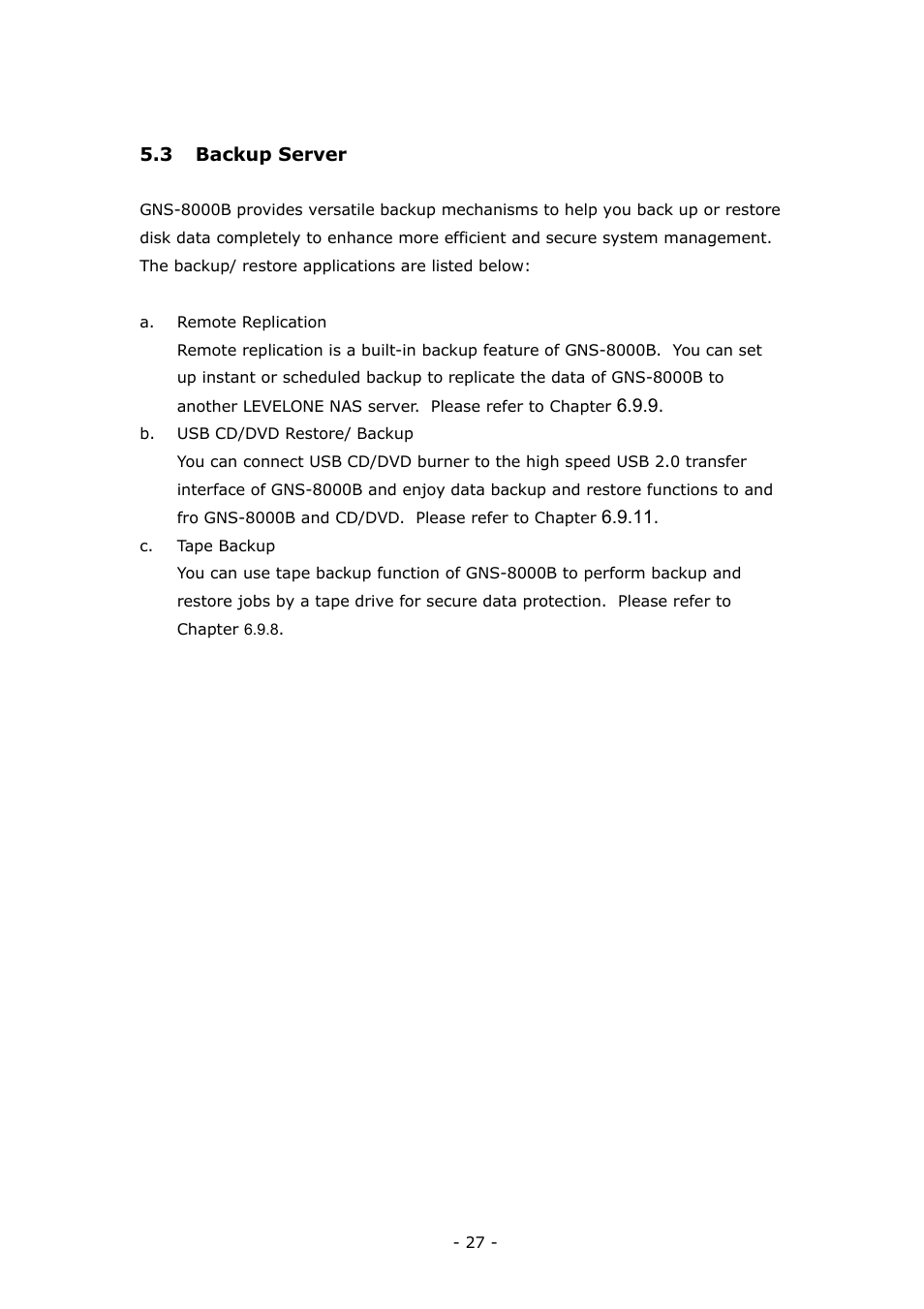 LevelOne 4-bay Sata NAS w/2 Gigabit Ethernet GNS-8000B User Manual | Page 27 / 135