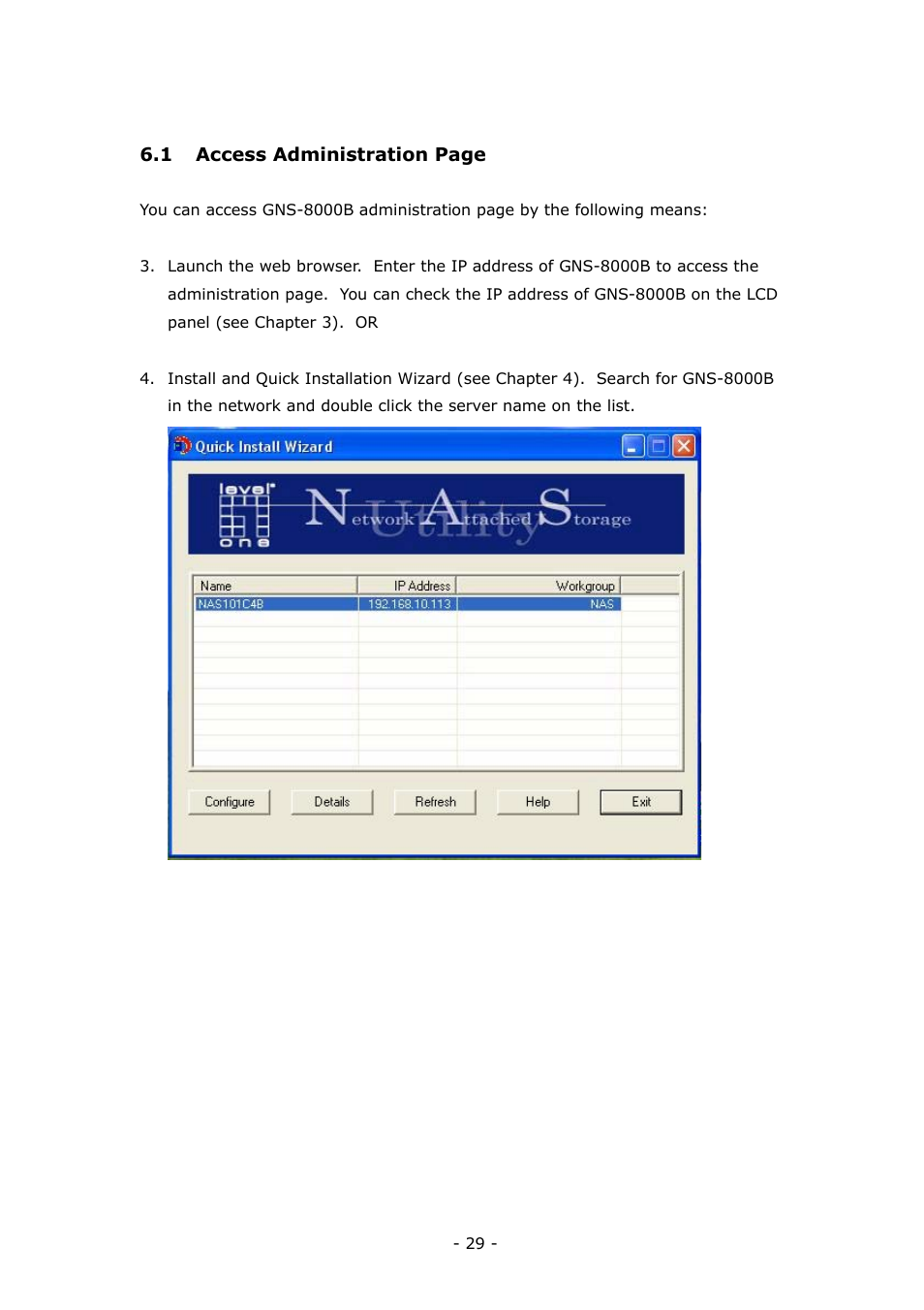LevelOne 4-bay Sata NAS w/2 Gigabit Ethernet GNS-8000B User Manual | Page 29 / 135