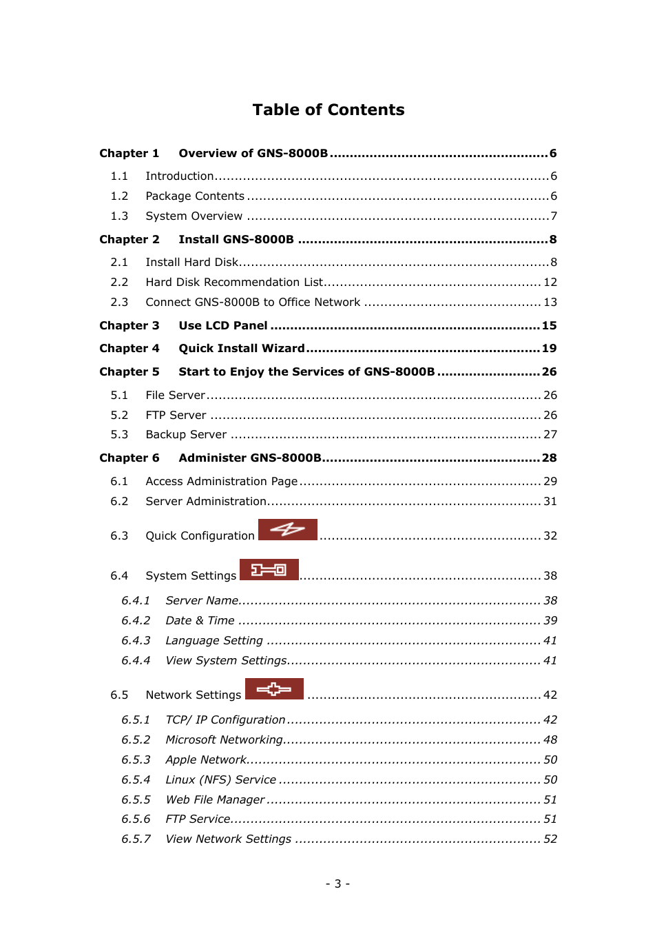 LevelOne 4-bay Sata NAS w/2 Gigabit Ethernet GNS-8000B User Manual | Page 3 / 135