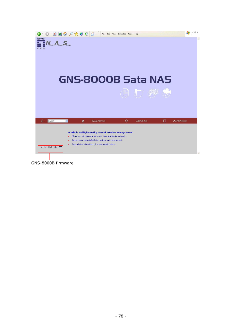 LevelOne 4-bay Sata NAS w/2 Gigabit Ethernet GNS-8000B User Manual | Page 78 / 135