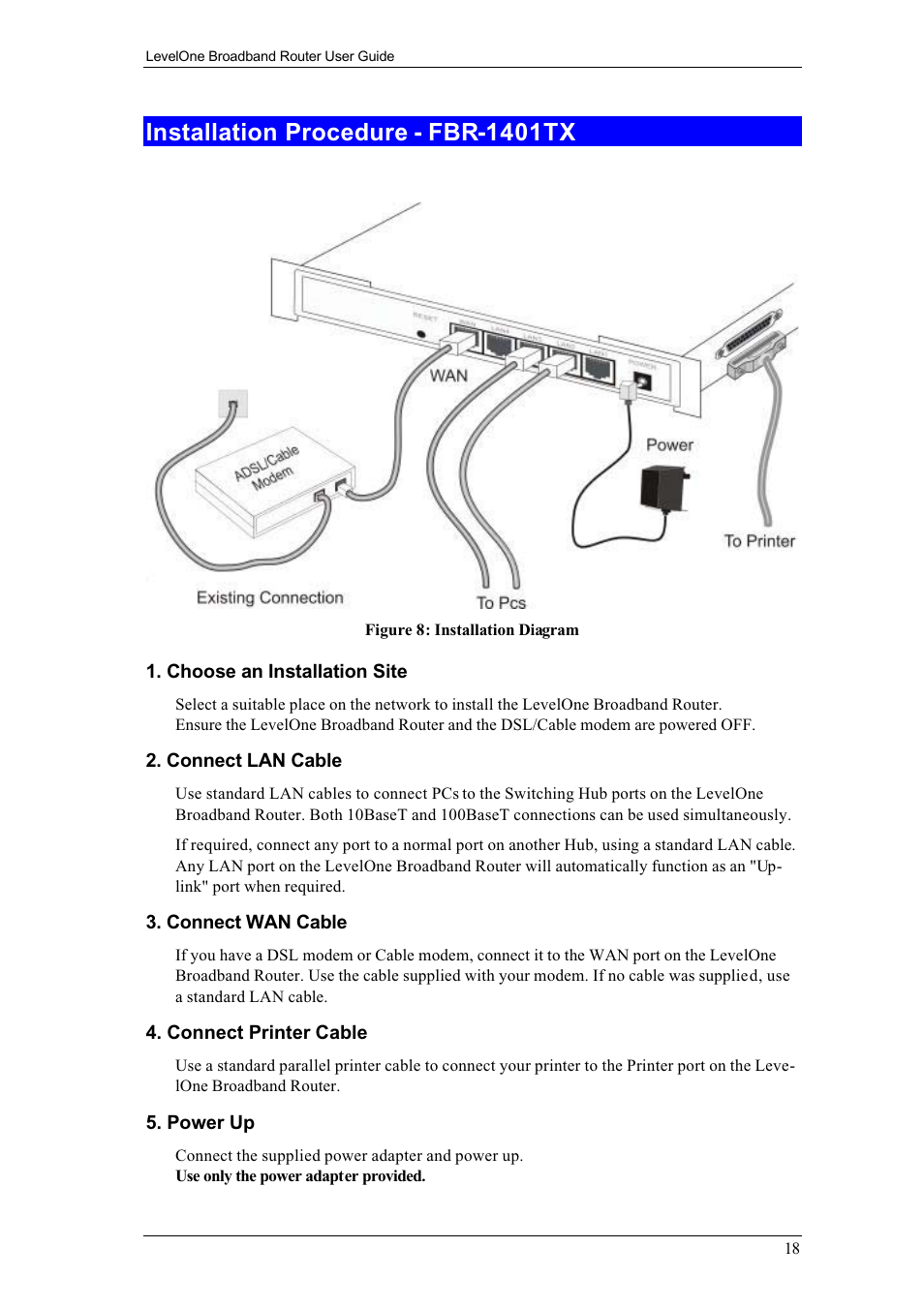 Installation procedure - fbr-1401tx | LevelOne FBR-1400TX User Manual | Page 22 / 93