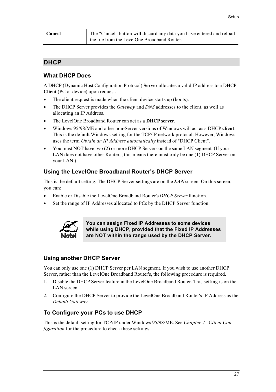 Dhcp | LevelOne FBR-1400TX User Manual | Page 31 / 93