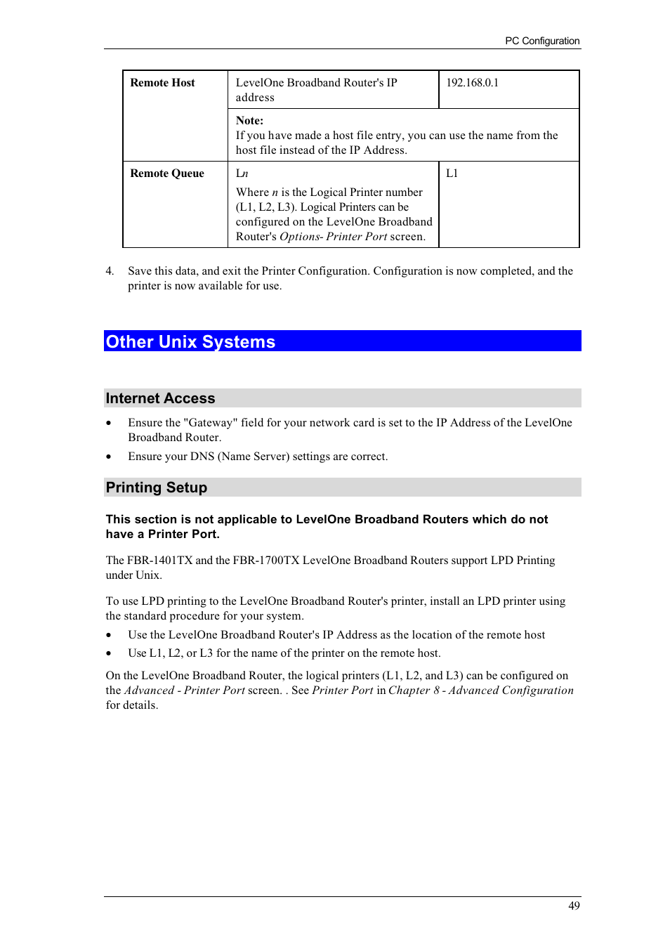 Other unix systems | LevelOne FBR-1400TX User Manual | Page 53 / 93