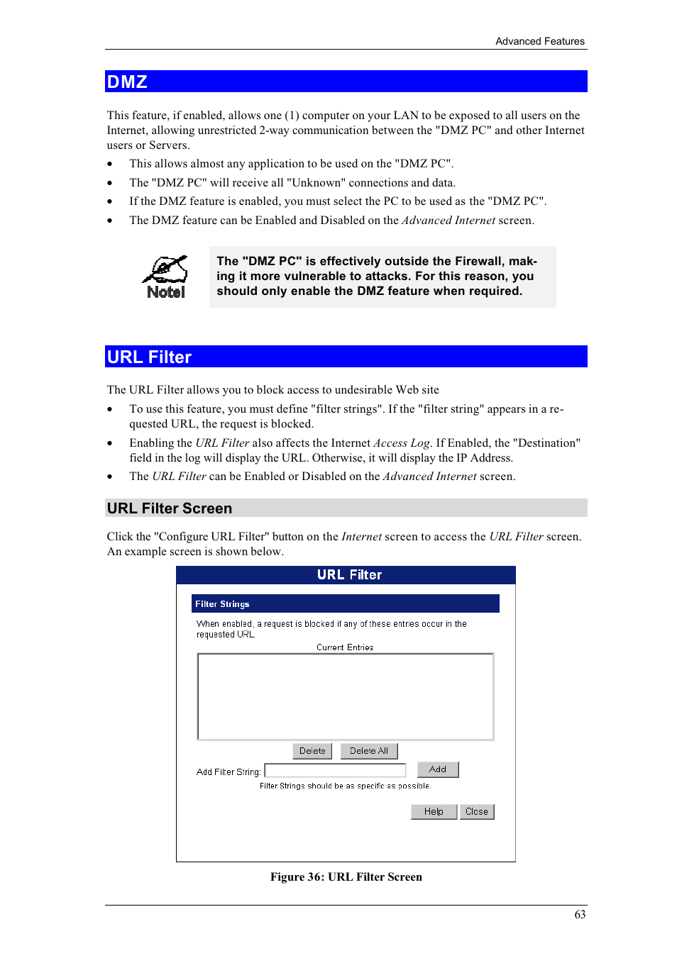 Url filter | LevelOne FBR-1400TX User Manual | Page 67 / 93